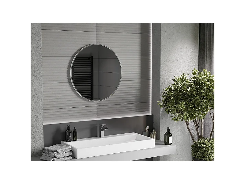 Mexen Loft runder Badezimmerspiegel 70 cm, Edelstahlrahmen - 9850-070-070-000-10