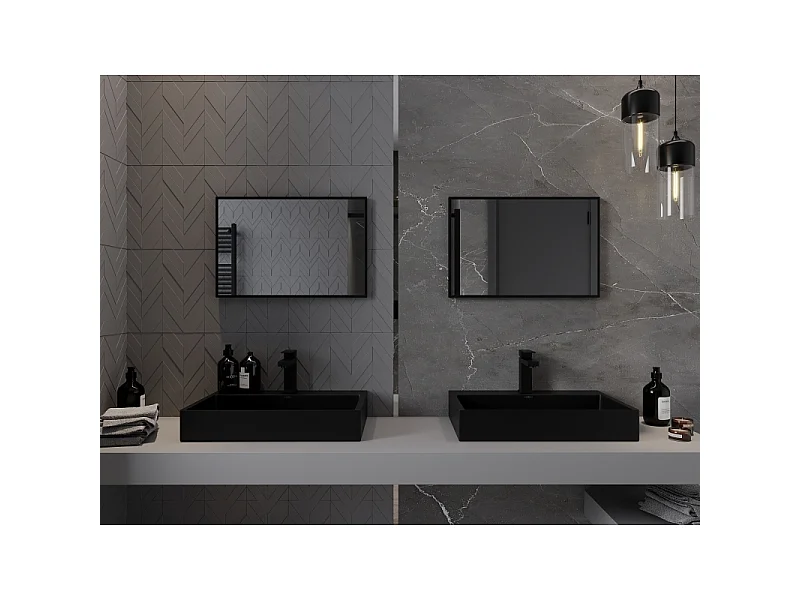 Mexen Loft miroir de salle de bains rectangulaire 60 x 40 cm, cadre noir - 9852-060-040-000-70