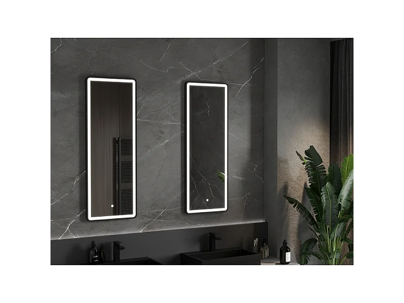 Mexen Coro miroir de salle de bains éclairé 45 x 120 cm, LED 6000K, antibuée, cadre noir - 9817-045-120-611-70