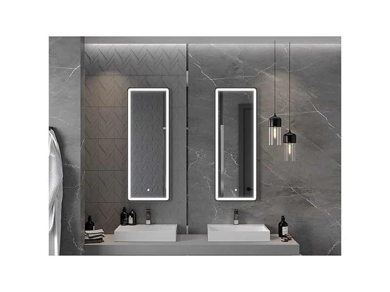Mexen Coro miroir de salle de bains éclairé 45 x 120 cm, LED 6000K, antibuée, cadre noir - 9817-045-120-611-70