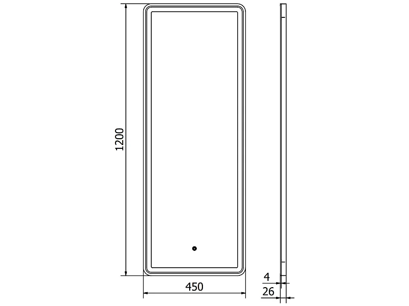 Mexen Coro miroir de salle de bains éclairé 45 x 120 cm, LED 6000K, antibuée, cadre noir - 9817-045-120-611-70