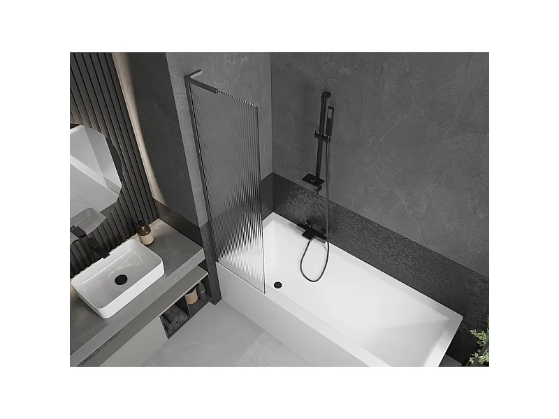 Mexen Next L badwandrek 1-delig 50 x 150 cm, strepen, gun gray geborsteld - 895-050-000-03-09-66