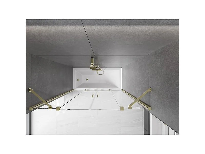 Mexen Velar Duo 2-wing sliding bath screen 160 x 150 cm, transparent, brushed gold - 896-160-000-02-55