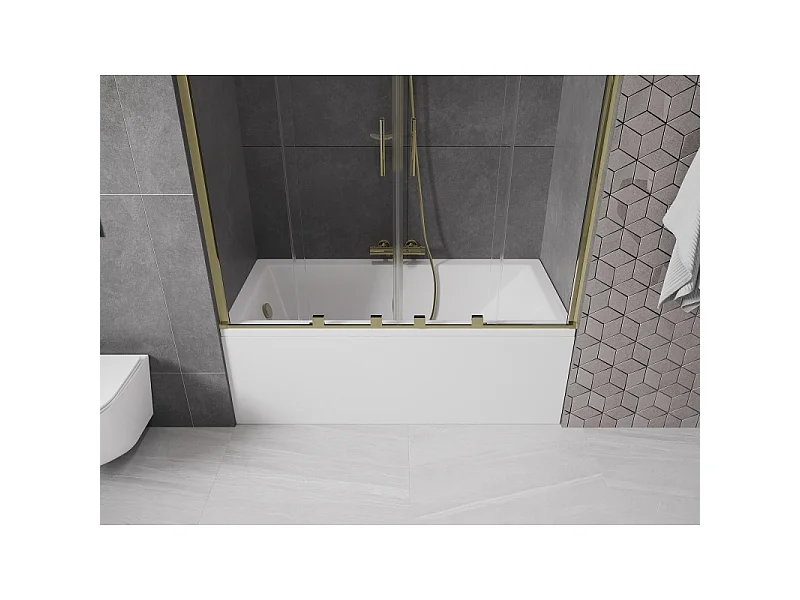 Mexen Velar Duo pare-baignoire à 2 panneaux coulissants 150 x 150 cm, transparent, doré - 896-150-000-02-50