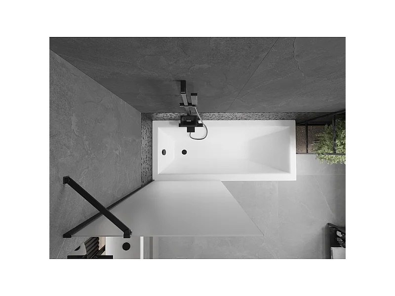 Mexen Next divisória de banheira de 1 seção 80 x 150 cm, fosco, preto - 895-080-000-00-30-70