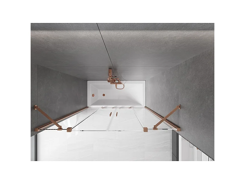Mexen Velar Duo paroi de baignoire 2 volets coulissants 160 x 150 cm, transparent, cuivre brossé - 896-160-000-02-65