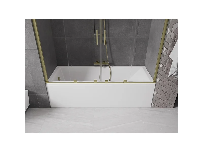 Mexen Velar Duo 2-panel sliding bathtub screen 170 x 150 cm, transparent, brushed gold - 896-170-000-02-55