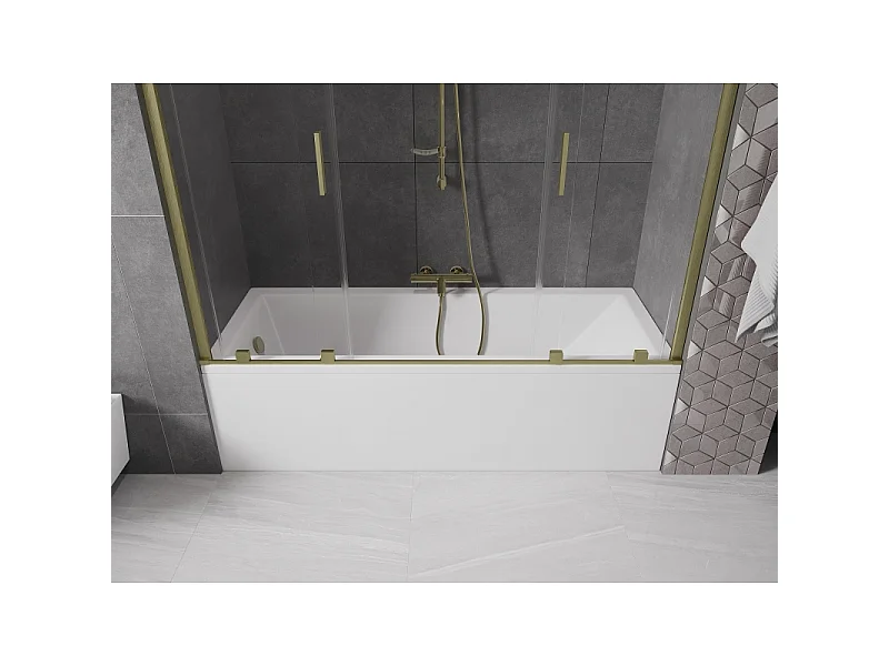 Mexen Velar Duo 2-panel sliding bathtub screen 170 x 150 cm, transparent, brushed gold - 896-170-000-02-55