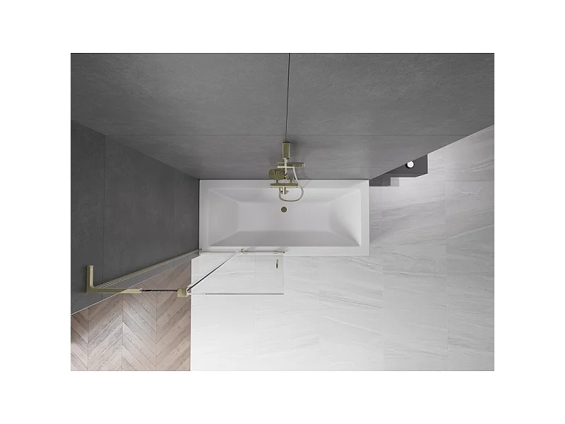Mexen Velar L sliding bathtub screen 2-panel 90 x 150 cm, transparent, gold - 896-090-003-01-50