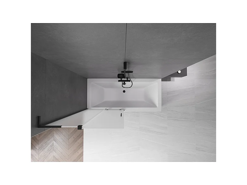 Mexen Velar L paroi de baignoire 2 volets coulissants 90 x 150 cm, givré, noir - 896-090-003-31-70