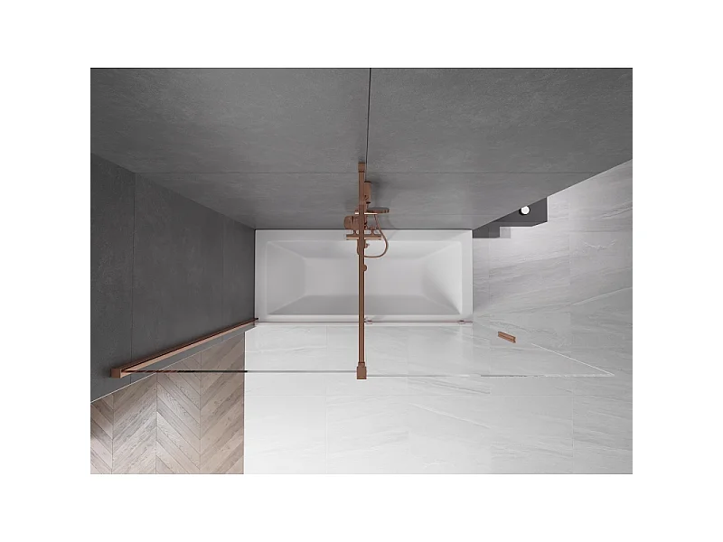 Mexen Velar 2-delige verschuifbare badwand 180 x 150 cm, transparant, roze goud - 896-180-000-01-60