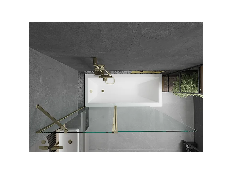 Mexen Flip mampara de bañera de 2 paneles 140 x 150 cm, transparente, dorado - 894-140-101-50-00