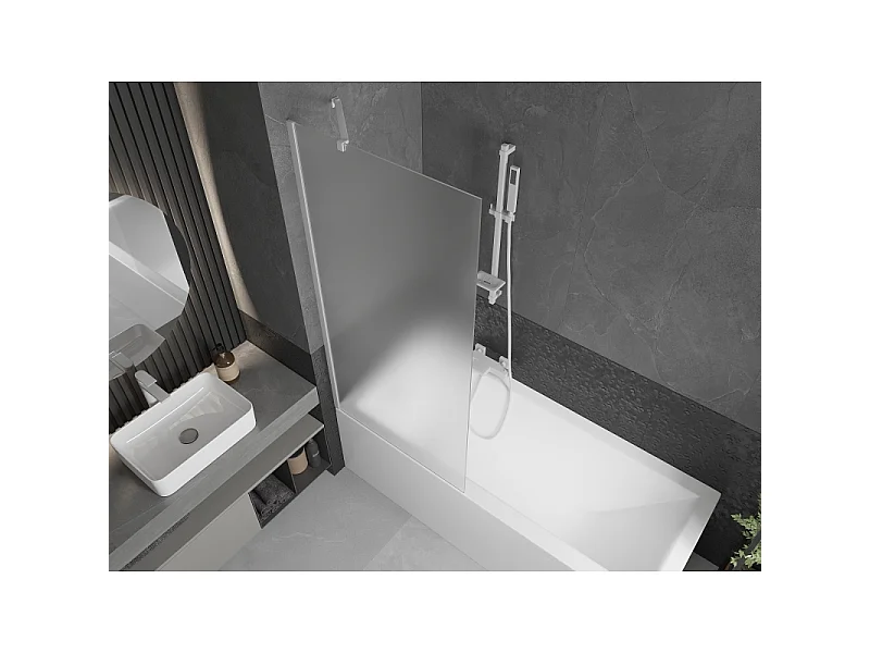 Mexen Next pare-douche de baignoire à 1 volet 80 x 150 cm, givré, blanc - 895-080-000-00-30-20