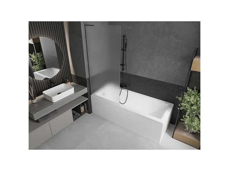 Mexen Next L badscherm 1-vleugelig 80 x 150 cm, matglas, geborsteld grijs - 895-080-000-03-30-66