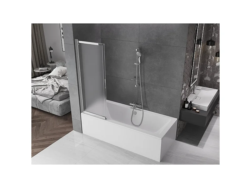 Mexen Fox paroi de baignoire 2 volets coulissants 100 x 150 cm, givré, chrome - 891-100-002-01-30
