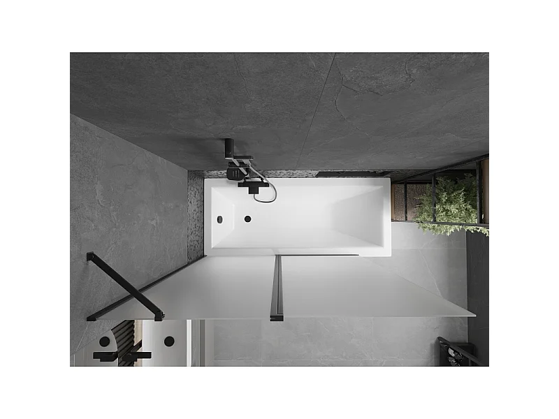Mexen Flip paroi de baignoire à 2 volets 140 x 150 cm, givré, noir - 894-140-101-70-30