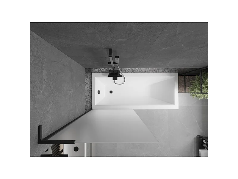 Mexen Next L Bathtub Screen 1-Door 80 x 150 cm, Frosted, Black - 895-080-000-03-30-70