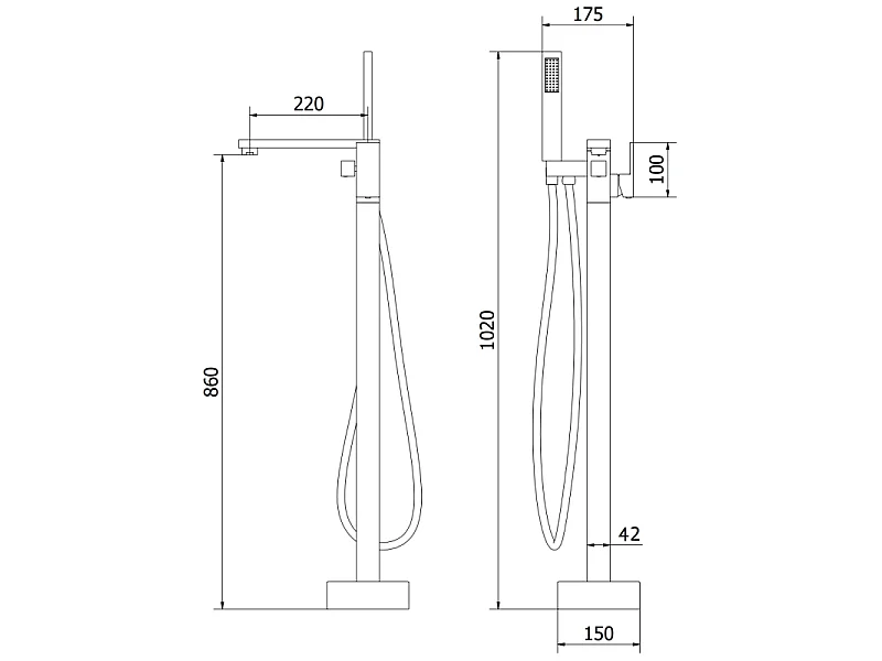 Mexen Urano miscelatore da bagno indipendente, oro - 75233-50