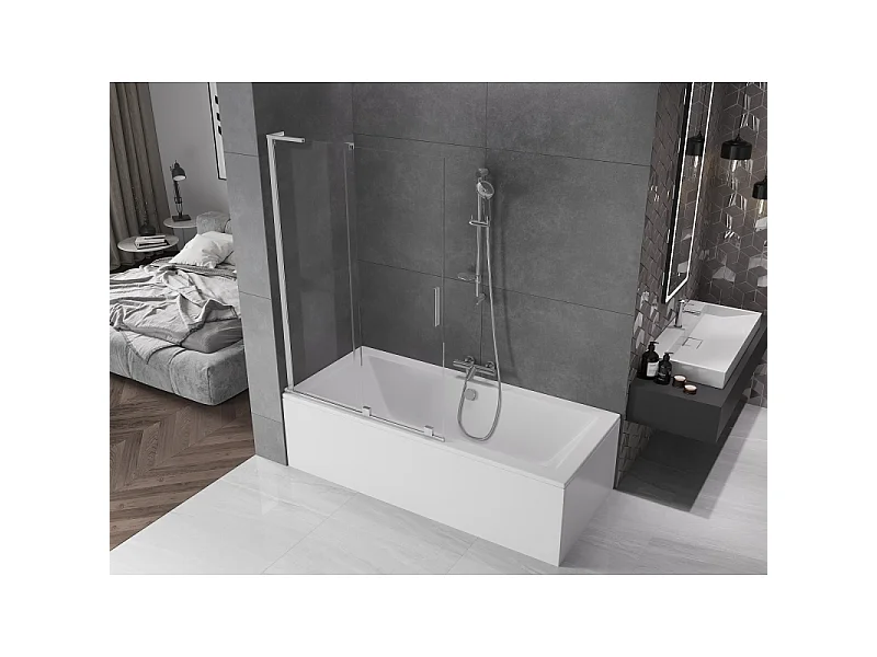 Mexen Velar L paroi de baignoire à 2 panneaux coulissants 110 x 150 cm, transparent, chrome - 896-110-003-01-01