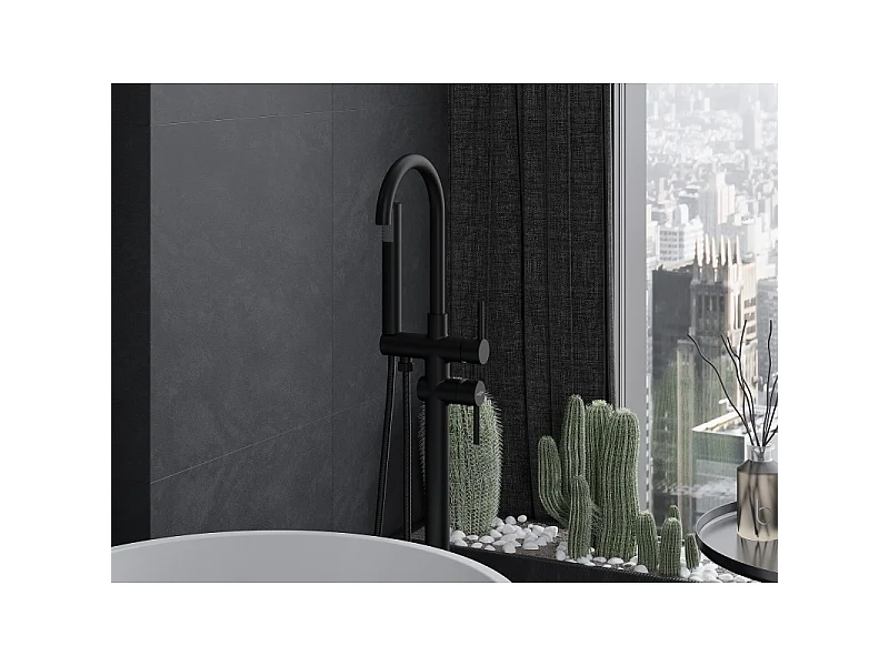 Mexen Alma freistehende Badewannenarmatur, schwarz - 75033-70