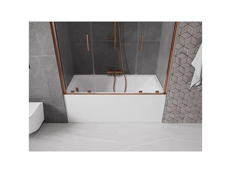 Mexen Velar Duo 2-wing sliding bath screen 150 x 150 cm, transparent, rose gold - 896-150-000-02-60