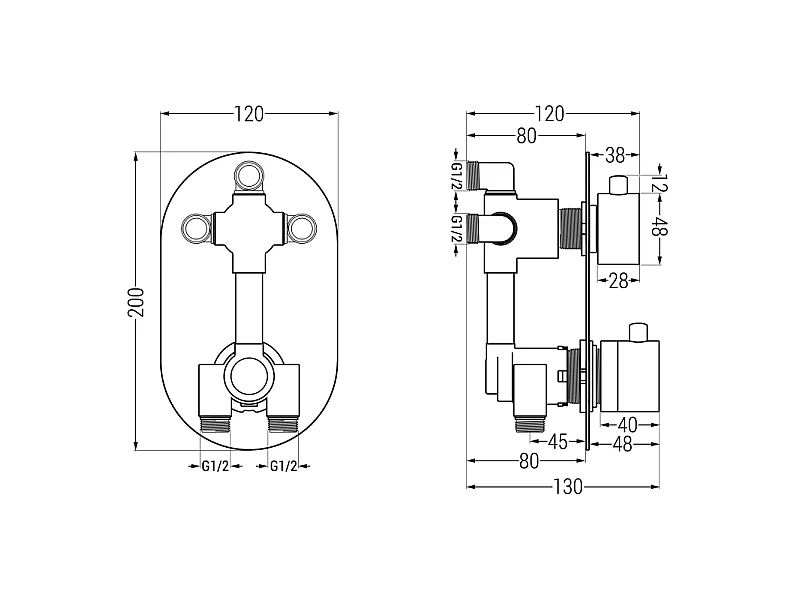 Mexen Kai DR70 recessed bath-shower set with 30 cm rain shower, chrome - 77602DR70301-00