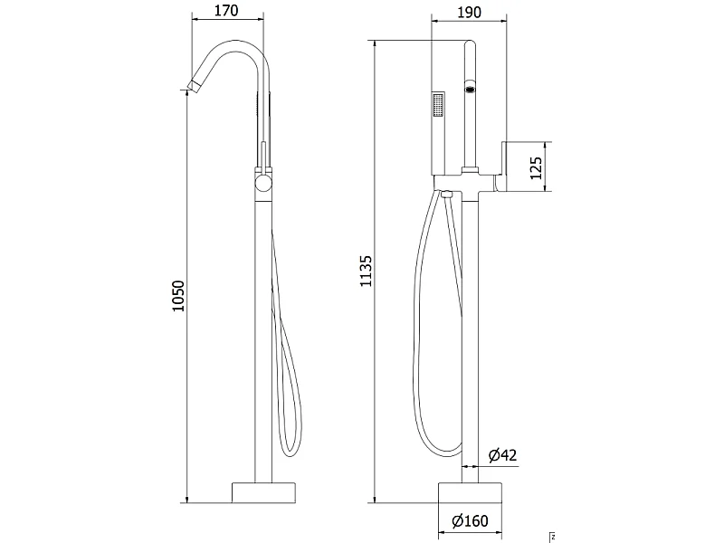 Mexen Gaja freestanding bath mixer, chrome - 75333-00