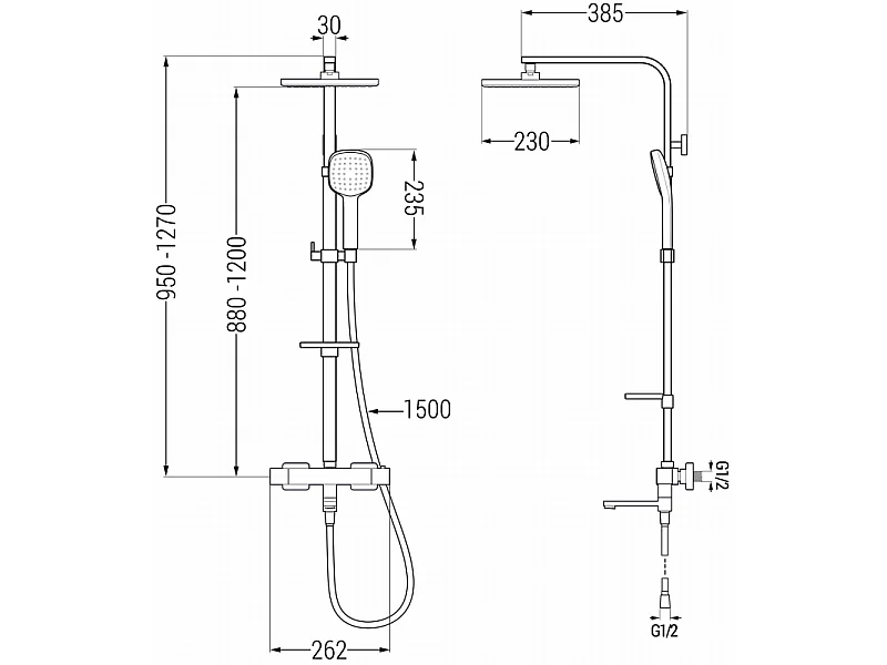 Mexen CQ33 conjunto de banheira-chuveiro com chuveiro de teto e torneira termostática, branco/cromado - 779103395-21