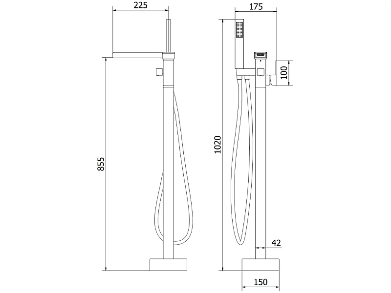 Mexen Algar freestanding bath tap, chrome - 75733-00