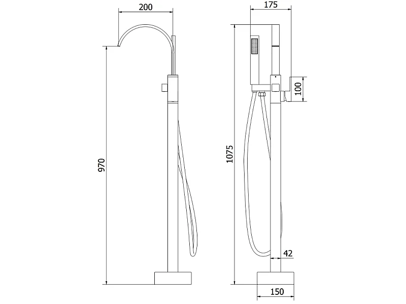 Mexen Veda freestanding bath tap, gold - 75433-50