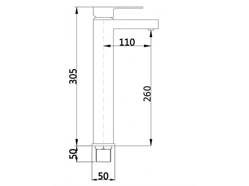 Mexen Cube hoge wastafelkraan, zwart - 72910-70
