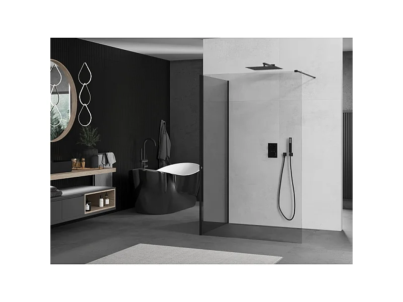 Mexen Kioto paroi de douche Walk-in 140 x 90 cm, transparent, noir - 800-140-212-70-00-090