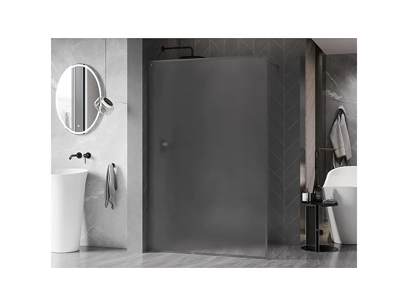 Mexen Kioto-XF parede de duche walk-in com moldura 160 x 202 cm, fosco 10 mm, metal gun - 800-160-104-95-30-X