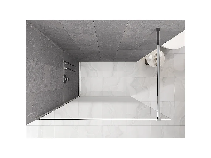 Mexen Kioto ścianka prysznicowa Walk-in 70 x 200 cm, ombre biała 8 mm, chrom - 800-070-101-01-86