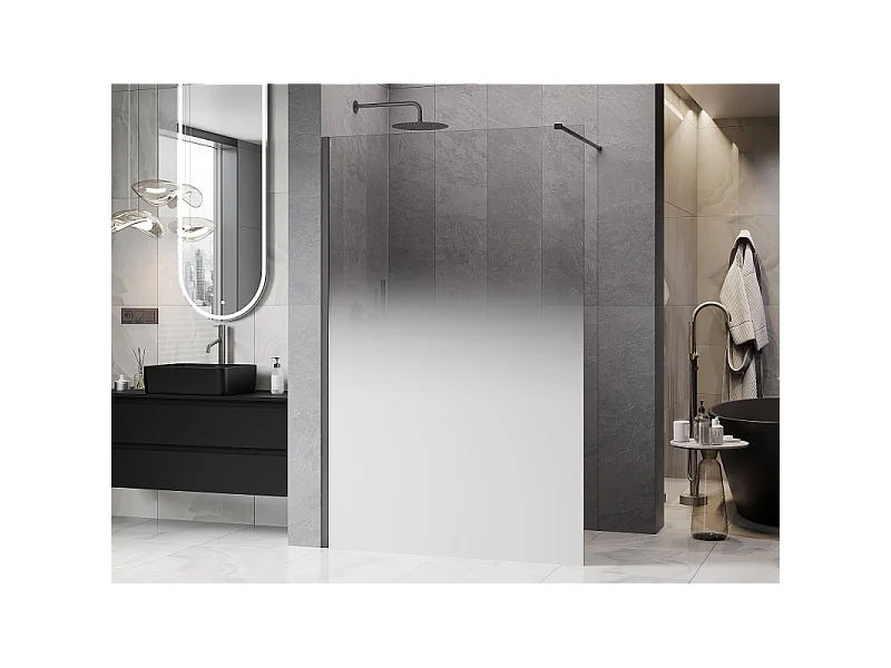 Mexen Kioto Painel de duche Walk-in 140 x 200 cm, ombre branco 8 mm, gun metal - 800-140-101-95-86