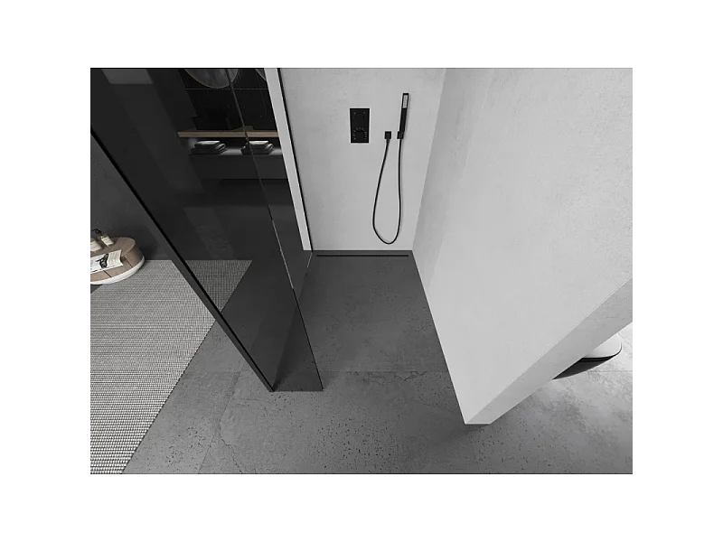 Mexen Kioto Duschwand Walk-in 95 x 40 cm, transparent, schwarz - 800-095-212-70-00-040