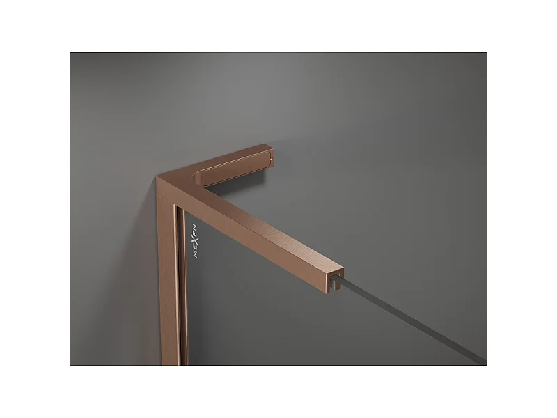 Mexen Kioto L brusevæg Walk-in 100 x 200 cm, hvidt mønster, børstet kobber - 800-100-103-65-85
