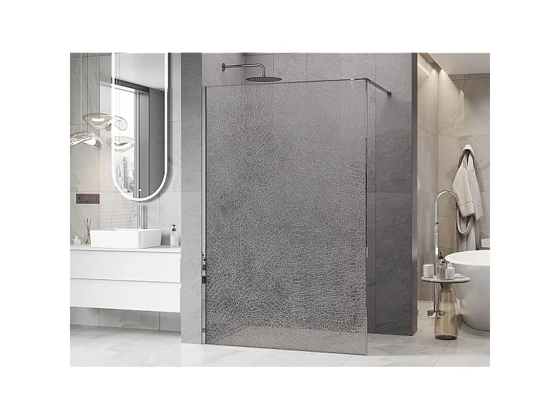 Mexen Kioto ścianka prysznicowa Walk-in 100 x 200 cm, crackle transparent 12 mm, chrom - 800-100-101-01-04-X