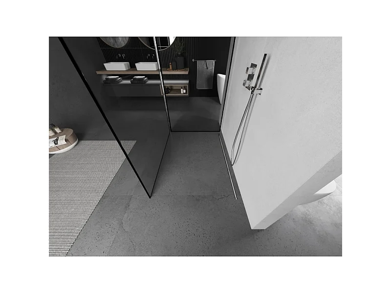 Mexen Kioto ścianka prysznicowa Walk-in 140 x 110 cm, czarna ramka, chrom - 800-140-212-01-70-110