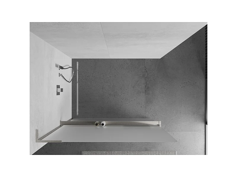 Mexen Kioto+ L panneau de douche avec étagère Walk-in 70 x 200 cm, givré, nickel brossé - 800-070-123-97-30