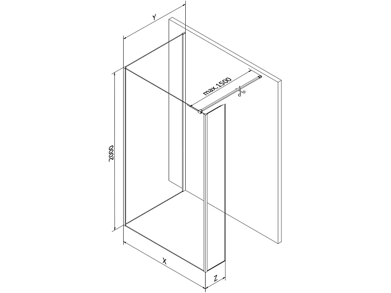 Mexen Kioto douchewand Walk-in 90 x 90 x 40 cm, zwart frame, roze goud - 800-090-090-221-60-70-040