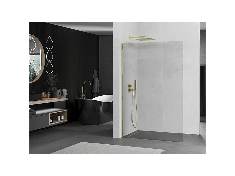 Mexen Kioto L douchewand Walk-in 80 x 200 cm, transparant, goud - 800-080-103-50-00
