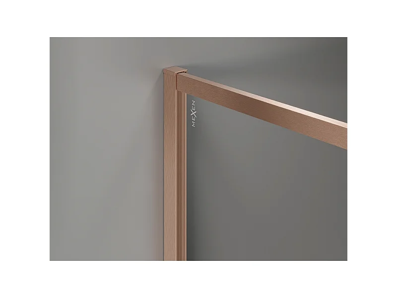 Mexen Kioto-F painel de duche Walk-in com moldura 160 x 75 cm, transparente 8 mm, cobre escovado - 800-160-202-04-65-075