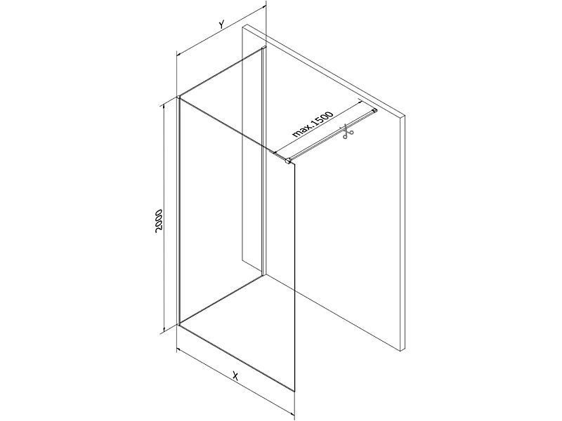 Mexen Kioto paroi de douche Walk-in 130 x 85 cm, transparent, doré - 800-130-212-50-00-085