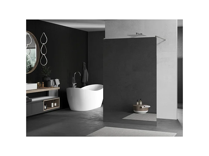 Mexen Kioto paroi de douche autoportante 120 x 200 cm, miroir 8 mm, nickel brossé - 800-120-002-97-50
