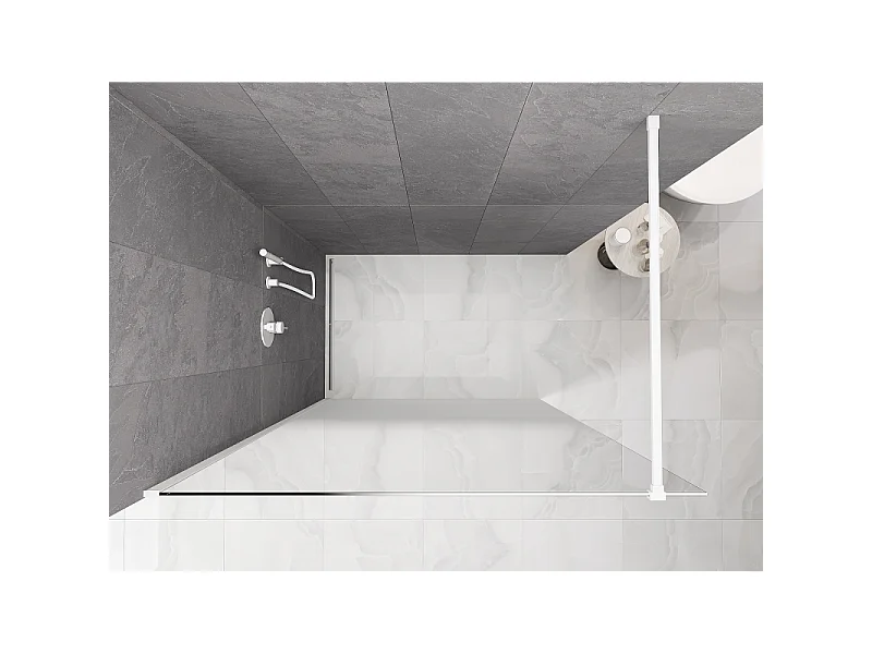 Mexen Kioto Duschwand Walk-in 150 x 200 cm, Weißes Ombre 8 mm, Weiß - 800-150-101-20-86