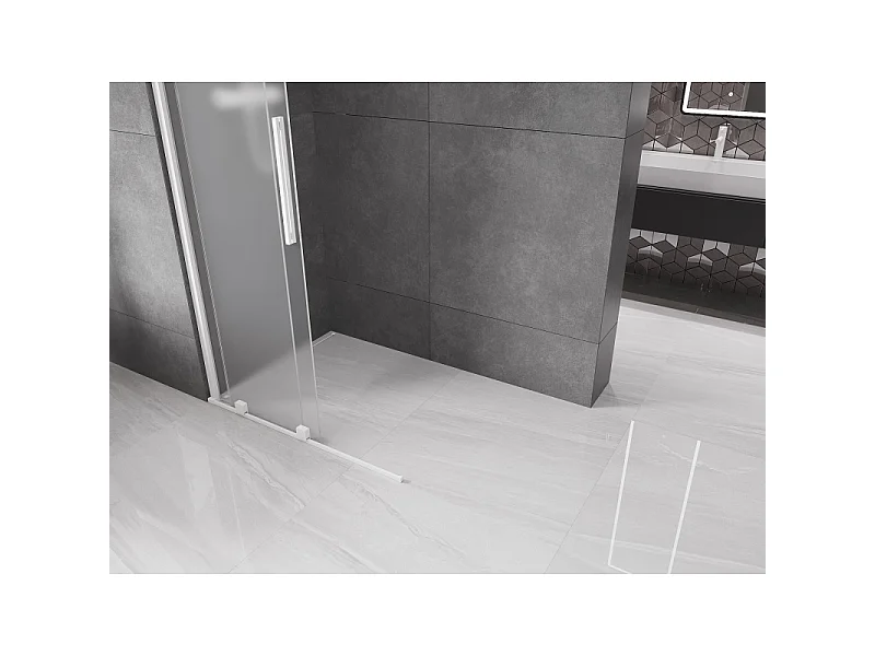 Mexen Velar Walk-in Shower Panel Sliding 70 x 200 cm, Frosted 8 mm, White - 871-070-000-33-20