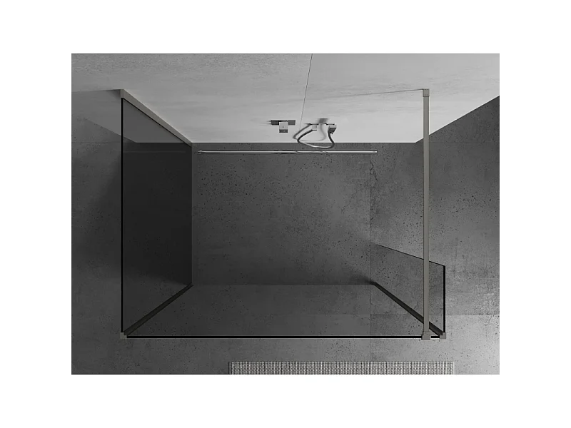 Mexen Kioto douchewand Walk-in 120 x 90 x 40 cm, transparant, geborsteld nikkel - 800-120-090-221-97-00-040