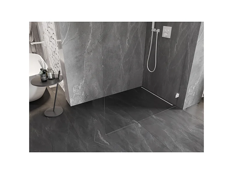 Mexen Lunar Walk-in Shower Wall Right 140 x 200 cm, Transparent 8 mm, White - 830-140-000-20-00-P