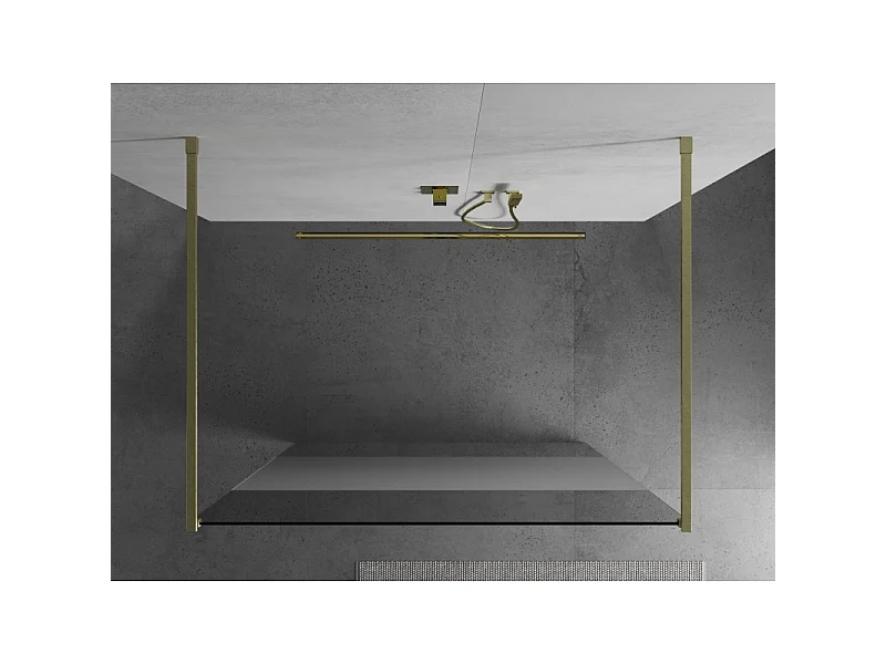 Mexen Kioto vrijstaande douchewand 120 x 200 cm, transparant/matglas 8 mm, geborsteld goud - 800-120-002-55-35